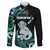 Personalised New Zealand Maori Taniwha Family Matching Mermaid Dress and Hawaiian Shirt Silver Fern Paua Shell Version