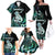 Personalised New Zealand Maori Taniwha Family Matching Off The Shoulder Long Sleeve Dress and Hawaiian Shirt Silver Fern Paua Shell Version