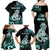 Personalised New Zealand Maori Taniwha Family Matching Off Shoulder Maxi Dress and Hawaiian Shirt Silver Fern Paua Shell Version