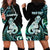 Personalised New Zealand Maori Taniwha Hoodie Dress Silver Fern Paua Shell Version