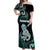 Personalised New Zealand Maori Taniwha Off Shoulder Maxi Dress Silver Fern Paua Shell Version