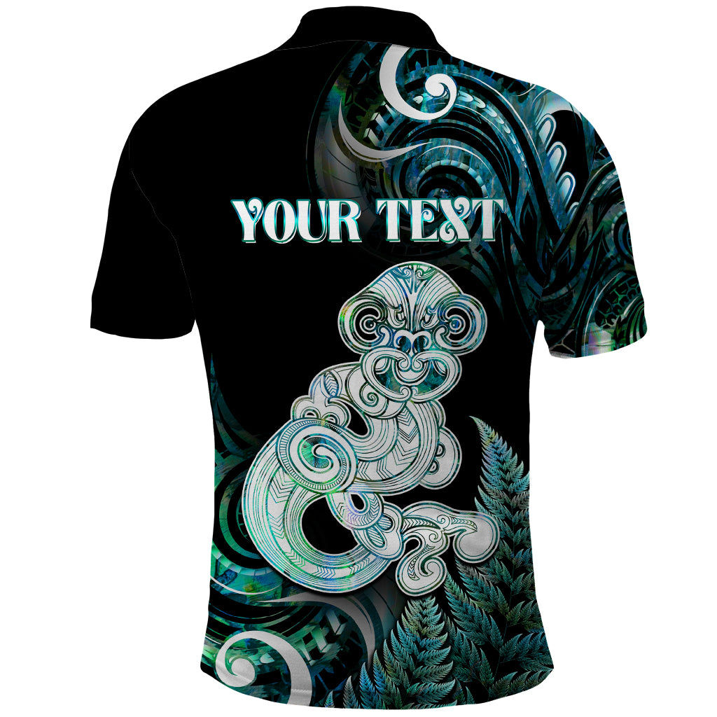 Personalised New Zealand Maori Taniwha Polo Shirt Silver Fern Paua Shell Version LT05 - Polynesian Pride