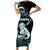 Personalised New Zealand Maori Taniwha Short Sleeve Bodycon Dress Silver Fern Paua Shell Version