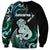 Personalised New Zealand Maori Taniwha Sweatshirt Silver Fern Paua Shell Version