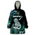 Personalised New Zealand Maori Taniwha Wearable Blanket Hoodie Silver Fern Paua Shell Version