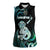 Personalised New Zealand Maori Taniwha Women Sleeveless Polo Shirt Silver Fern Paua Shell Version