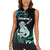 Personalised New Zealand Maori Taniwha Women Sleeveless Polo Shirt Silver Fern Paua Shell Version