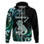 Personalised New Zealand Maori Taniwha Zip Hoodie Silver Fern Paua Shell Version