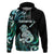 Personalised New Zealand Maori Taniwha Zip Hoodie Silver Fern Paua Shell Version