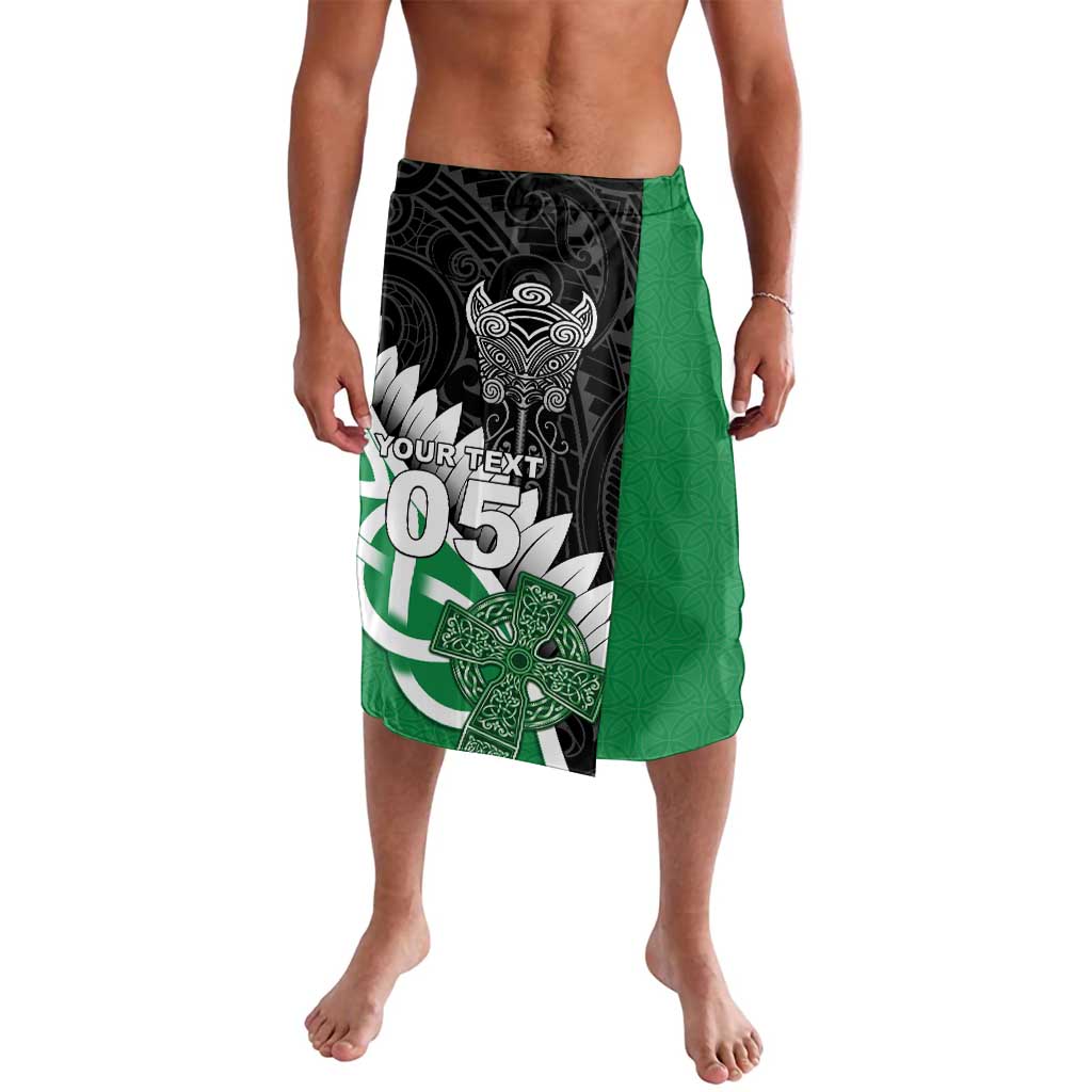 New Zealand And Ireland Rugby Custom Lavalava Silver Fern With Celtic Cross LT05 Green - Polynesian Pride