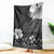 Hawaii Hibiscus With Black Polynesian Pattern Blanket