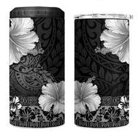 Hawaii Hibiscus With Black Polynesian Pattern 4 in 1 Can Cooler Tumbler LT05 One Size: 16 oz Black - Polynesian Pride