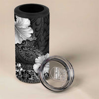 Hawaii Hibiscus With Black Polynesian Pattern 4 in 1 Can Cooler Tumbler LT05 - Polynesian Pride