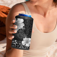 Hawaii Hibiscus With Black Polynesian Pattern 4 in 1 Can Cooler Tumbler LT05 - Polynesian Pride
