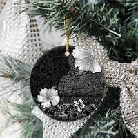 Hawaii Hibiscus With Black Polynesian Pattern Ceramic Ornament LT05 - Polynesian Pride