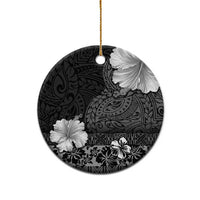 Hawaii Hibiscus With Black Polynesian Pattern Ceramic Ornament LT05 - Polynesian Pride