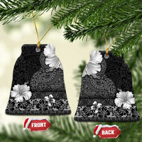 Hawaii Hibiscus With Black Polynesian Pattern Ceramic Ornament LT05 Bell Flake Black - Polynesian Pride