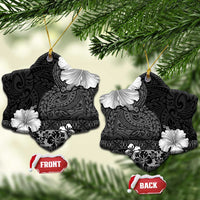 Hawaii Hibiscus With Black Polynesian Pattern Ceramic Ornament LT05 Snow Flake Black - Polynesian Pride