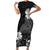 Hawaii Hibiscus With Black Polynesian Pattern Family Matching Short Sleeve Bodycon Dress and Hawaiian Shirt