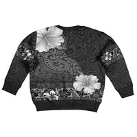 Hawaii Hibiscus With Black Polynesian Pattern Kid Ugly Christmas Sweater LT05 - Polynesian Pride