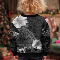 Hawaii Hibiscus With Black Polynesian Pattern Kid Ugly Christmas Sweater LT05 - Polynesian Pride