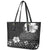 Hawaii Hibiscus With Black Polynesian Pattern Leather Tote Bag