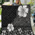 Hawaii Hibiscus With Black Polynesian Pattern Quilt