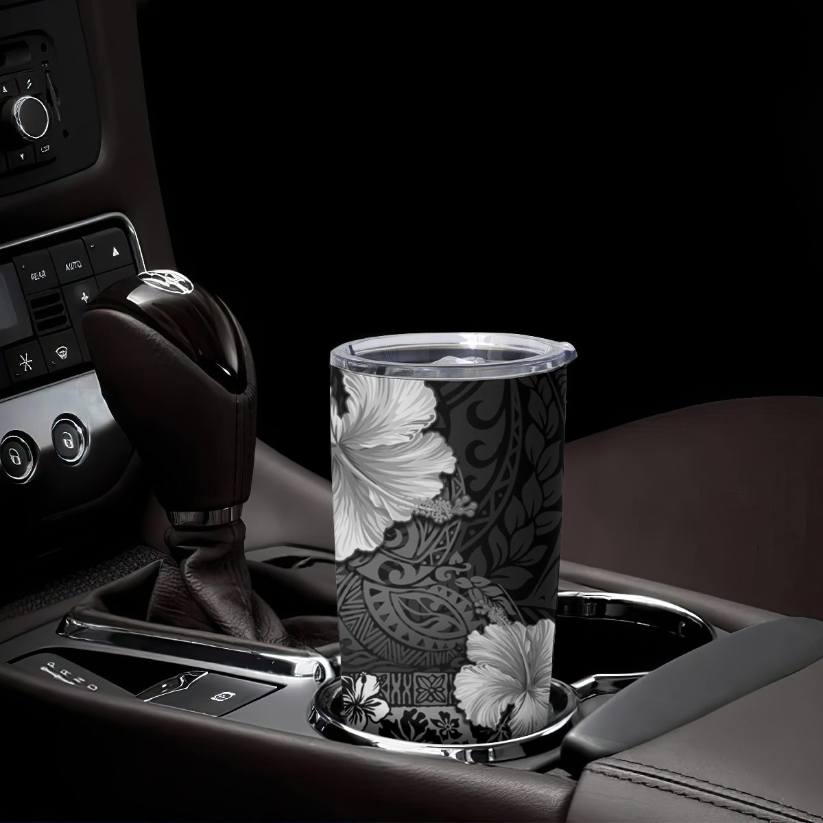 Hawaii Hibiscus With Black Polynesian Pattern Tumbler Cup LT05 - Polynesian Pride