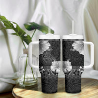 Hawaii Hibiscus With Black Polynesian Pattern Tumbler With Handle LT05 - Polynesian Pride