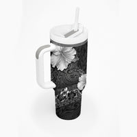 Hawaii Hibiscus With Black Polynesian Pattern Tumbler With Handle LT05 - Polynesian Pride