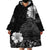 Hawaii Hibiscus With Black Polynesian Pattern Wearable Blanket Hoodie