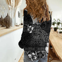 Hawaii Hibiscus With Black Polynesian Pattern Women Casual Shirt LT05 - Polynesian Pride