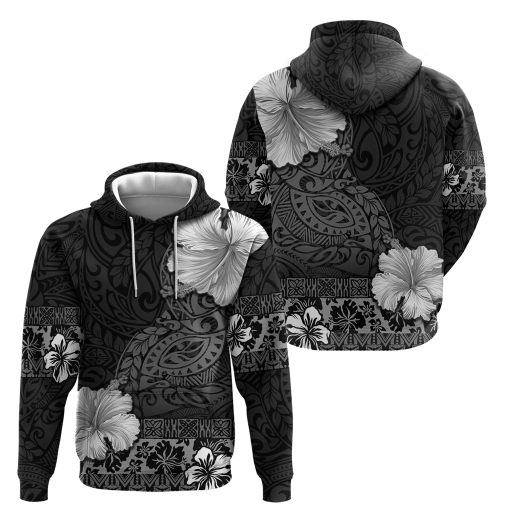 Hawaii Hibiscus With Black Polynesian Pattern Zip Hoodie LT05 - Polynesian Pride
