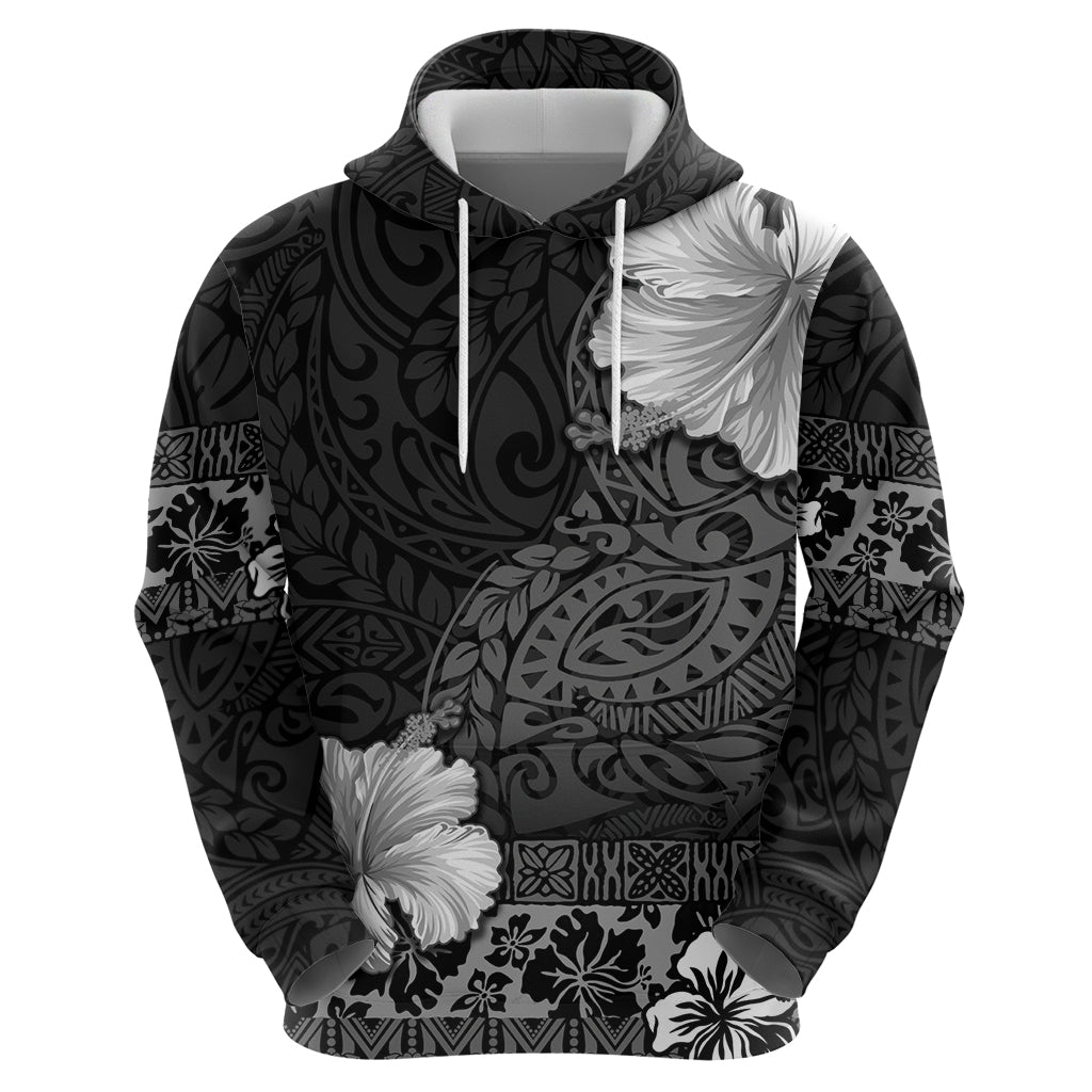 Hawaii Hibiscus With Black Polynesian Pattern Zip Hoodie LT05 - Polynesian Pride