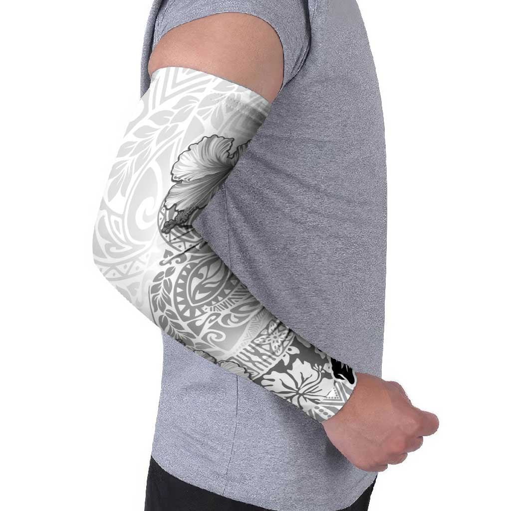 Hawaii Hibiscus With White Polynesian Pattern Arm Sleeves LT05 - Polynesian Pride