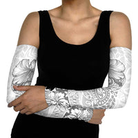 Hawaii Hibiscus With White Polynesian Pattern Arm Sleeves LT05 - Polynesian Pride