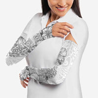 Hawaii Hibiscus With White Polynesian Pattern Arm Sleeves LT05 - Polynesian Pride