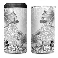 Hawaii Hibiscus With White Polynesian Pattern 4 in 1 Can Cooler Tumbler LT05 One Size: 16 oz White - Polynesian Pride