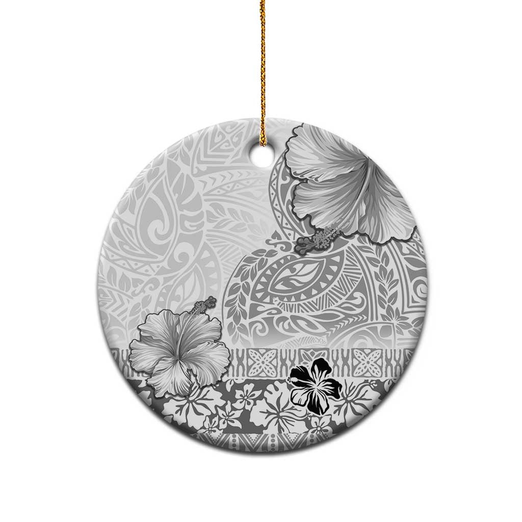 Hawaii Hibiscus With White Polynesian Pattern Ceramic Ornament LT05 - Polynesian Pride