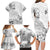 Hawaii Hibiscus With White Polynesian Pattern Family Matching Long Sleeve Bodycon Dress and Hawaiian Shirt