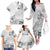 Hawaii Hibiscus With White Polynesian Pattern Family Matching Off The Shoulder Long Sleeve Dress and Hawaiian Shirt