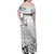 Hawaii Hibiscus With White Polynesian Pattern Family Matching Off Shoulder Maxi Dress and Hawaiian Shirt