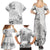 Hawaii Hibiscus With White Polynesian Pattern Family Matching Summer Maxi Dress and Hawaiian Shirt