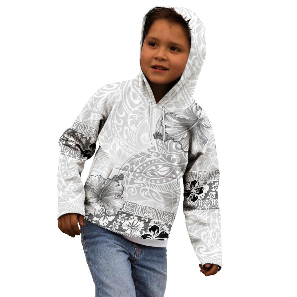 Hawaii Hibiscus With White Polynesian Pattern Kid Hoodie LT05 - Polynesian Pride