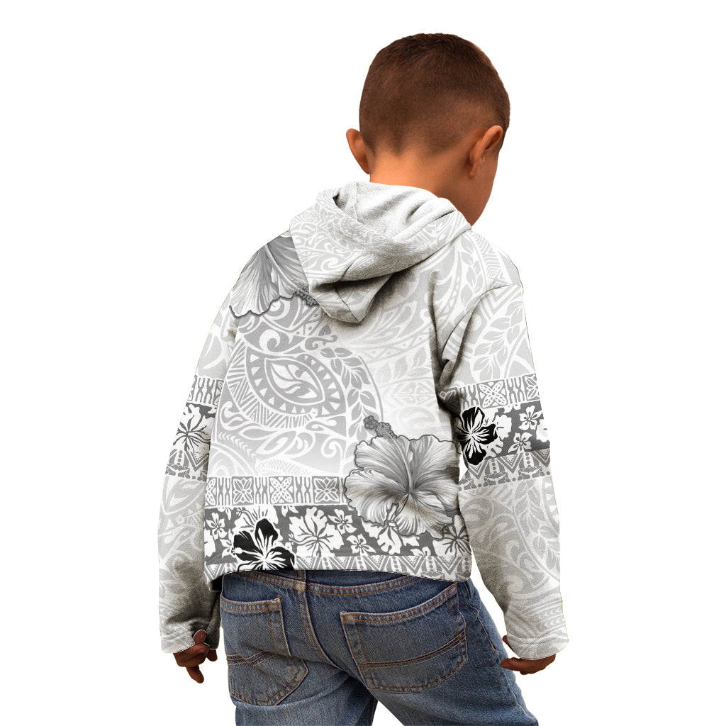 Hawaii Hibiscus With White Polynesian Pattern Kid Hoodie LT05 - Polynesian Pride