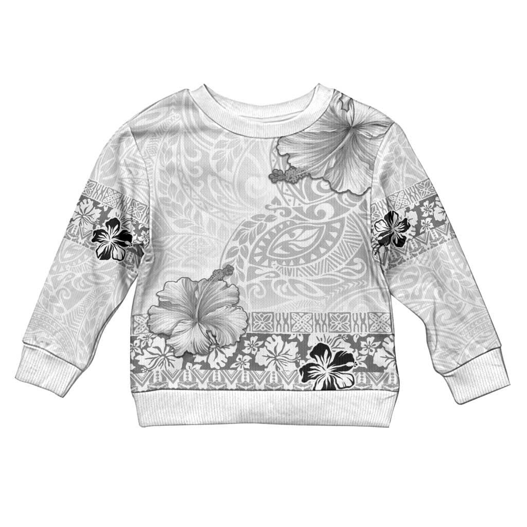 Hawaii Hibiscus With White Polynesian Pattern Kid Ugly Christmas Sweater LT05 Kid White - Polynesian Pride