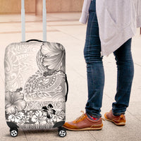Hawaii Hibiscus With White Polynesian Pattern Luggage Cover LT05 White - Polynesian Pride