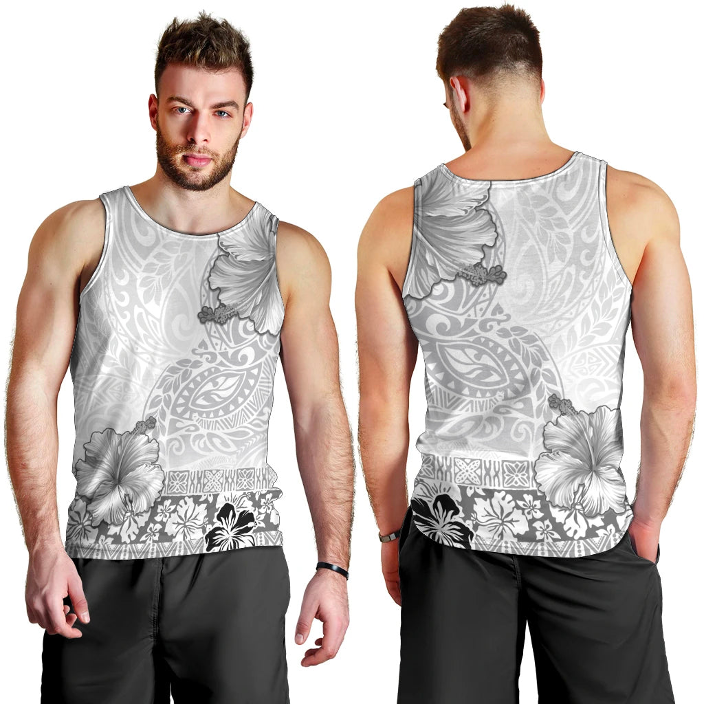 Hawaii Hibiscus With White Polynesian Pattern Men Tank Top LT05 - Polynesian Pride