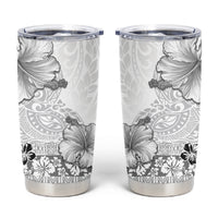 Hawaii Hibiscus With White Polynesian Pattern Tumbler Cup LT05 White - Polynesian Pride