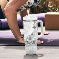 Hawaii Hibiscus With White Polynesian Pattern Tumbler With Handle LT05 - Polynesian Pride